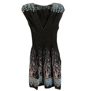 Max Edition Textured Print Elasticized Bodice Dress Sz M